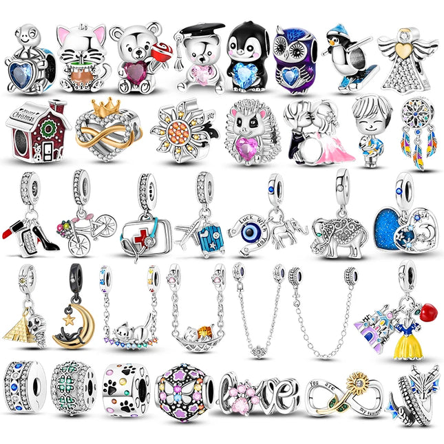 2025 New Charm 925 Sterling Silver Glow Firefly Travel Airplane Cat Paw Dragon Bead Fit Bracelet Bangle Necklace DIY Jewelry
