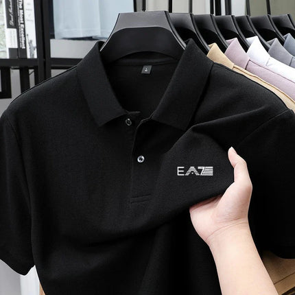 Luxury brand polo shirt short-sleeved letter-printed men's top summer 100% cotton comfortable breathable casual lapel T-shirt