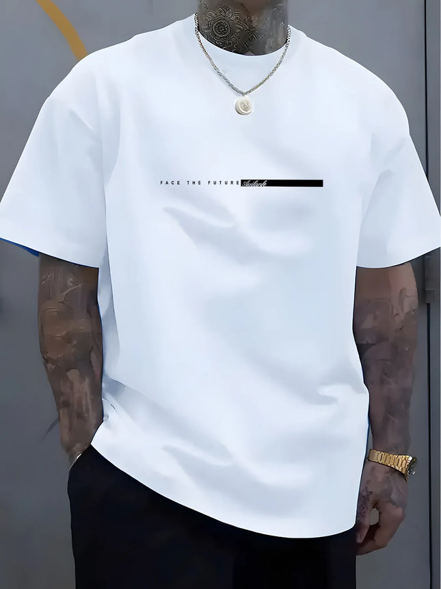 The 2025 summer new men's T-shirt is a casual fashionable outdoor street and simple men's top