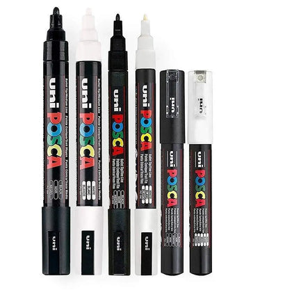 3pc UNI POSCA Marker Pen,White rotulador permanente Black Acrylic Graffiti PC 1M 3M 5M POP Pen For Glass Ceramic Leather Fabric