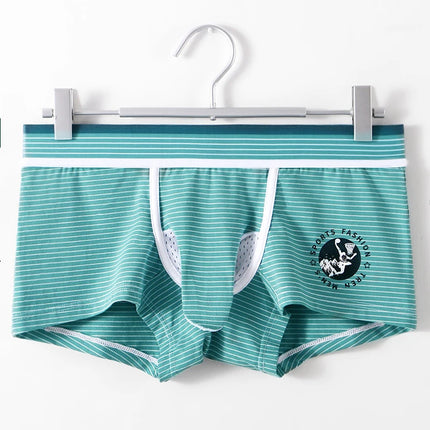 Men's Elephant Pouch Underwear Bulge Sexy Boxer Shorts Cotton Panties Striped Penis Bag Hot Men Lingeries Scrotum Separation