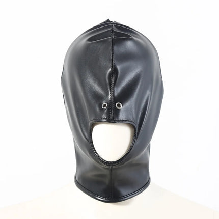 PU Leather Bondage Mask Full Head Hood Blindfold BDSM Fetish Roleplay Slave Harness Sexy Adult Sex Toys for Women Men Couples