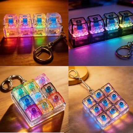 HOT Sales Fingertip Keyboard Keychain RGB Keyboard Fidget Toy with Lights for Stress Relief Decompression Calming Accessories