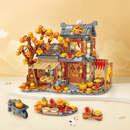 LOZ-1379 Sun Autumn House Building Blocks, Wooden house Education Model Assembly, children's building block toys, birthday gifts