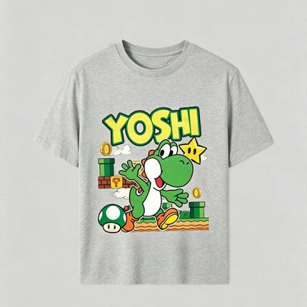 2026 Summer Boys Girls Family Kids T-shirt Tops Summer Cartoon Yoshi Men's Women's Short Sleeve T-shirt Tops