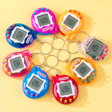 Mini Tamagotchi Game Console Keychain, Multilingual Electronic Pet Toy， Pixel Game Boy Pendant for Kids