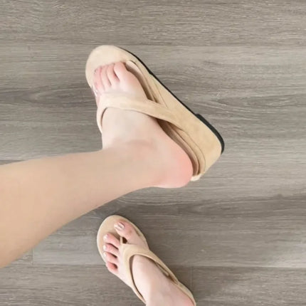 Vintage Summer Women Wedges Heel Slippers Outdoor Height Increase Dress Shoes Ladies Outdoor Beach Vacation Clip Toe Slides