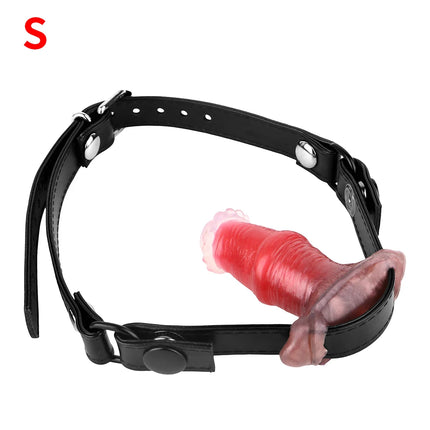 YOCY Red Horse Dildo S,M,L Size Mouth Gag 10 Modes Bullet Vibrator Adjustable Leather Sex Toy For Couple Game Bondage