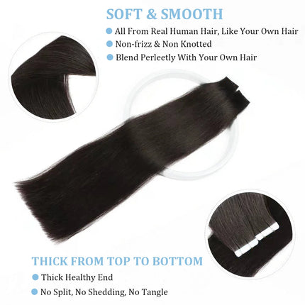 Tape In Human Hair Extensions Natural Straight Hair Extensions 1B Black Brown Blonde 100% Remy Skin Weft Adhesive Glue On