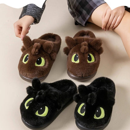 Winter Cute How To Train Your Dragon Toothless Slippers  Include Heel Furry Couple Anti-slip Keep Warm Good Looks Shoes Gift