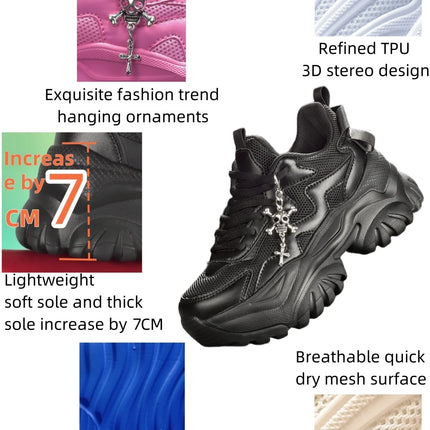 Women's outdoor four seasons fashion casual shoes Black platform high heels women's Halloween punk style light women's sneakers