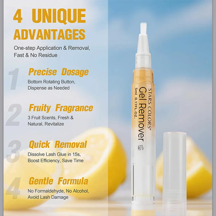 Eyelash remover pen  non irritating and alcohol free 5ml/0.17fl.oz  each easy to carry and use contain 3 flavor to choose