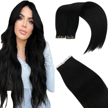 Moresoo Virgin Tape in Hair Extensions 100% Real Human Hair 2.5g/pcs Natural Straight High Quality 12 Months Hair Tape ins