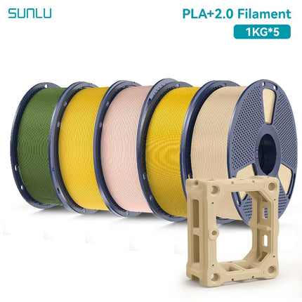SUNLU 5KG PLA Plus 2.0 3D Printer Filament 1.75mm 1000g Spool (2.2lbs) Neatly Arranged No Knot Filament Fit Most FDM Printer