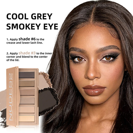 Naked 2 Basics Matte Neutral Eyeshadow Palette and Mirror Shadow Six Colors Contouring Neutral Eyeshadows Long-Lasting  Makeup