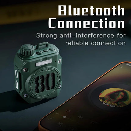 Portable Bluetooth Speaker Outdoor Mecha Style Mini Radio Hifi Music Box Wireles Music Player with TF Card Slot Type-C Charging