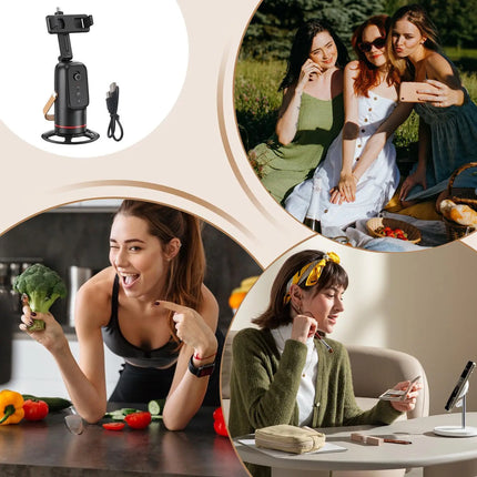 Face Tracking Tripod 360 Degree Rotation Auto Stand Tripod That Follows Your Movement for Live Streaming Selfie Video Recording