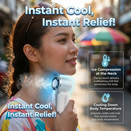Portable Mini Handheld Cold Compress Fan 199 Speed Adjustable Digital Display Turbo Bladeless Fan USB Rechargeable Cooling Fan