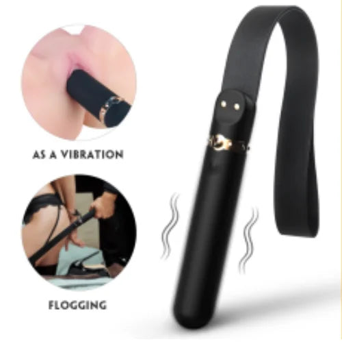 Leather Sex Whip Spanking Flogger Anal Vibrator G Spot Massage Multifunction Pleasure Wands for Fetish SM Restraint Bondage 18+