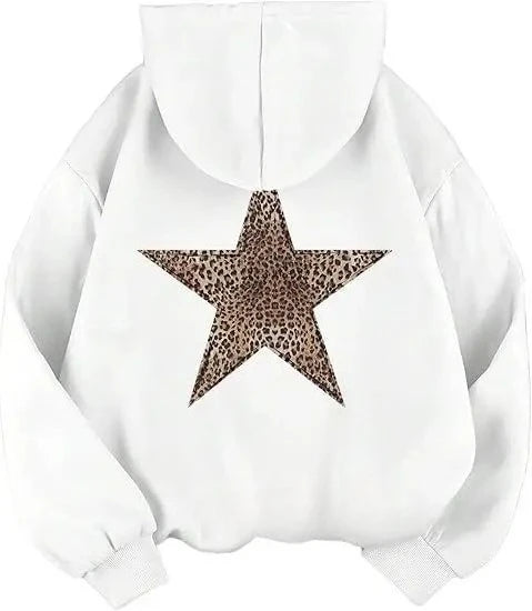 Star Graphic Hoodies Y2k Leopard Print Hooded Sweatshirt Cheetah Hoodie Fashion Casual HipHop Sweatshirt Harajuku Unisex
