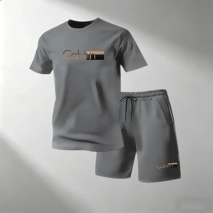 2026 Summer Men's Streetwear 2 Piece Set O-Neck T-Shirt+Sports Shorts Quick Dry Fitness Gym Running Suit Hot Sale Fashion Casual