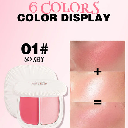 2 In 1 Dream Blush Highlighter Palette Natural Glow Face Contour Long Lasting Luminous Finish Healthy Radiance Duo