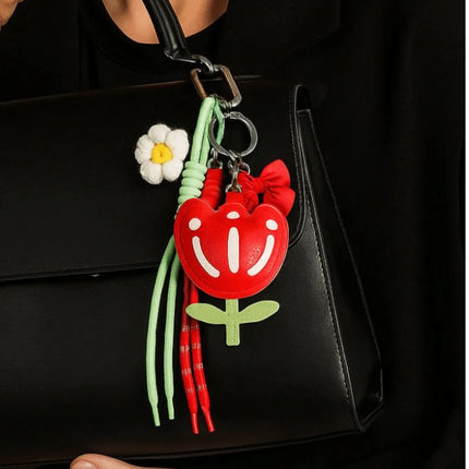 Funny Elegant Starfish Tassel Keychain Alloy Leopard Print Leather Tulip Pendants Cartoon Frog Beaded Bag Pendant Party