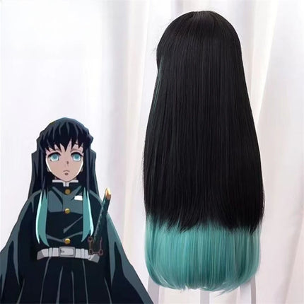 Anime Coser Heat Resistant Fiber High Quality Wig Party Demon Slayer Tokitou Muichirou Cosplay Wig Synthetic Long Straight Wig