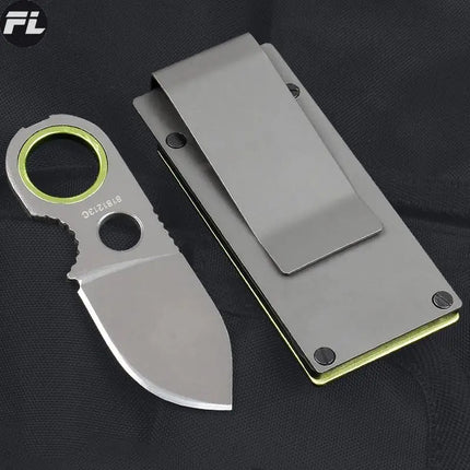 Outdoor Mini Pocket Knife Multifunctional Straight Knife Suction Card Mounted Keychain Pocket Knife Carrying Knife All Steel