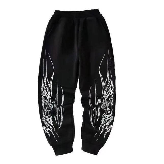 Dark Print Pattern Men's Casual Pants Personalized Street Hip Hop Rap Street Trousers Elastic Strap Casual Trousers