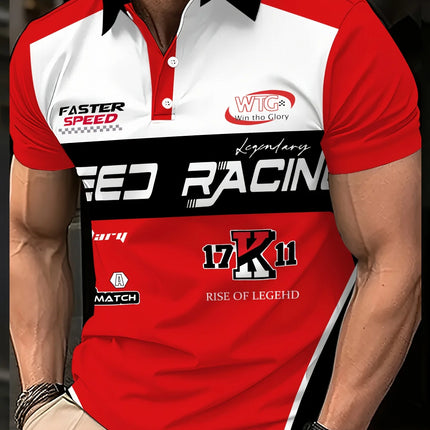 European and American Popular Men's Button Polo Shirt with Digital Printing Pullover, Breathable Lapel Short Sleeved Shirt