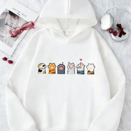 Paw Cat Children's Hoodie Sweatshirt Cute Harajuku Hoody for Boys Girls Autumn Winter Casual Hoodies