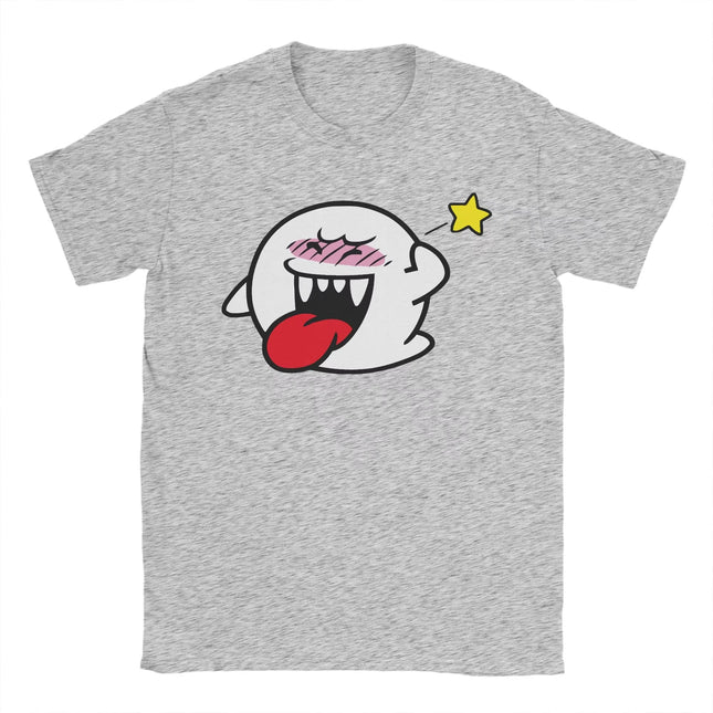 Super Mario Boo Graphic Print T-Shirt Casual Unisex Streetwear Top Soft Breathable Funny Printed Tee Short Sleeve Round Neck