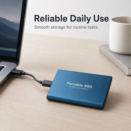 Portable Solid State Drive 2TB External SSD USB-C Hard Drive Compatible with PC Mac Windows