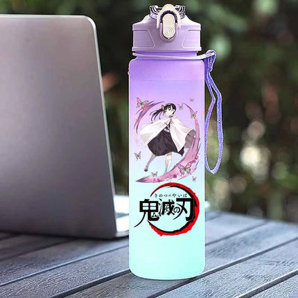 Demon Slayer  Straw Cup 750ML Children's Large Capacity Portable Kamado Nezuko Sports Plastic Bottle Anime Gradient Drinking