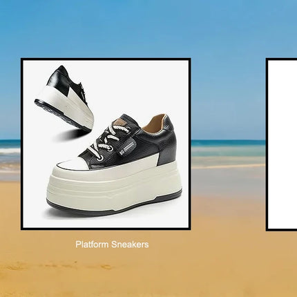 Fujin 9cm 3 inch comfortable platform sneakers for women Genuine Leather Women Vulcanized Shoes Platform High Heels Casual Shoes