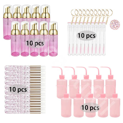 40Pcs/Set Grafting Eyelash Cleaning Set 60ML Empty Foam Pump Bottle Eyelash Makeup Bottle Shampoo Soap Dispenser Skin Care Tool