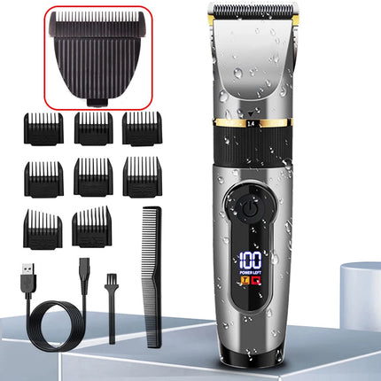 Professional Hair Clipper Rechargeable Electric Trimmer For Men Beard Kids Barber Cutting Machine Haircut LED Screen Waterproof