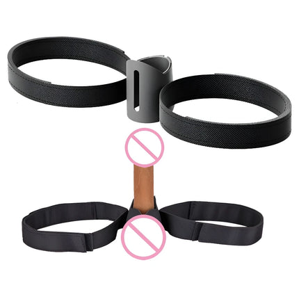 Dildo Vibrator Leather Constrained Forced Strap Electric Waistband Harness Fixed Tie Belt Holder Inserting Specialized Orgasms