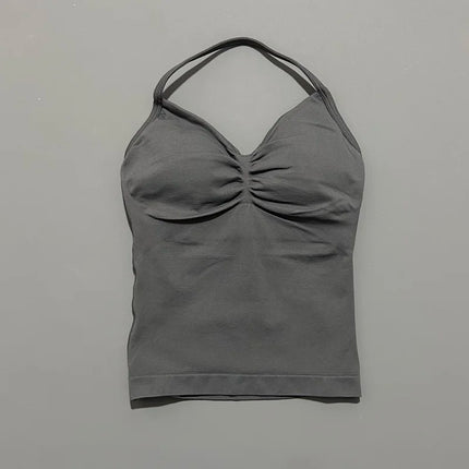 HISTELLO Impact Longline Strappy Top Sports Yoga Vest Women Fitness Tank Top Gym Beautiful Open Back Bra Running Workout Halter