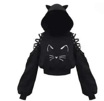 2021 Amazon European New Style Cute Cat Y-Back Sweatshirt Crew Neck China Made Other Patterned Hooded Sweatshirt For All Seasons