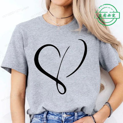 Women Love Heart Design T-Shirts Fashion Casual Short Sleeve T-shirt Heart Personalised Graphic Tshirts RED Women T Shirts Ts01