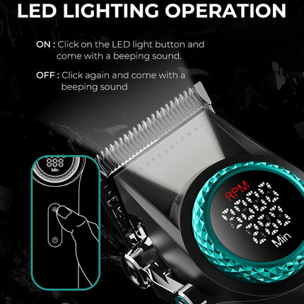 VGR 001 977 New Hair Trimmer Set High-End Men's Hair Clipper Smart Digital Display Electric Trimmer with Engraving and Whitening Functions