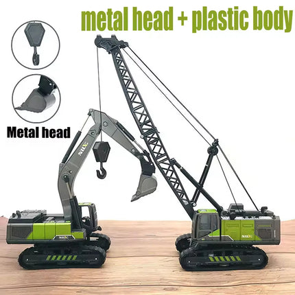 Plastic Vehicle Education + Diecast Excavator Tractor Cement Truck Car Bulldozer Crane Toy Model Wholesale Boy Gift Digger Alloy