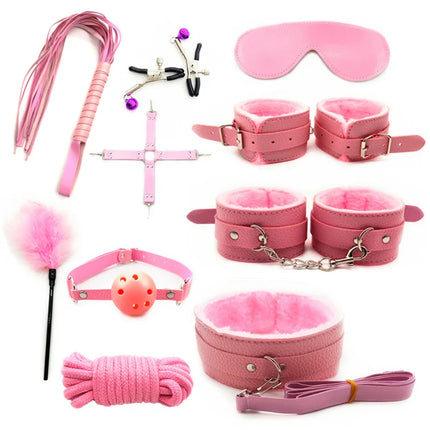 Adult Game Sex Products BDSM Bondage Set Metal Anal Plug Fox Tail Handcuffs Whip Gag Sex Shop Erotic Sex Toys For Couples Women