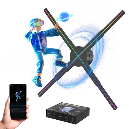60cm Hologram 3D Fan LED Logo Creative Advertsing Light DIY Custom Holographic Projection Neon Support WIFI Bluetooth Controll
