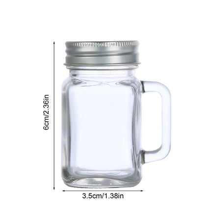 40ML Portable Mini Mason Jar With Handle Leakproof Glass Water Bottle For Milk Cold Brew Coffee Crystal Wine Whisky Glass