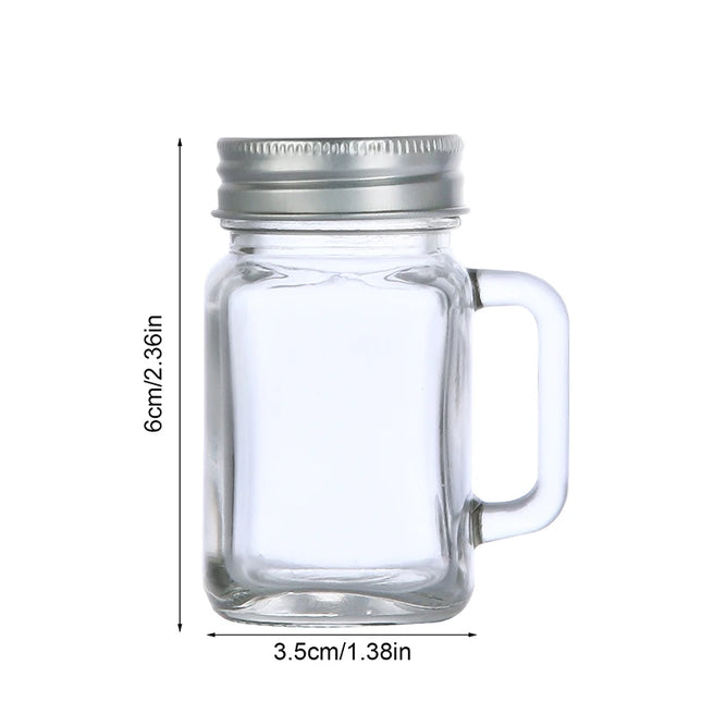 40ML Portable Mini Mason Jar With Handle Leakproof Glass Water Bottle For Milk Cold Brew Coffee Crystal Wine Whisky Glass