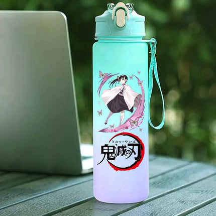 Demon Slayer  Straw Cup 750ML Children's Large Capacity Portable Kamado Nezuko Sports Plastic Bottle Anime Gradient Drinking