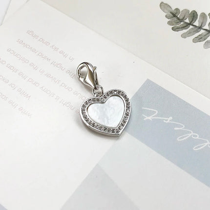 Dangle Charm Pendant Heart with Shell Women Summer Brand New Romantic 925 Sterling Silver Love Gift